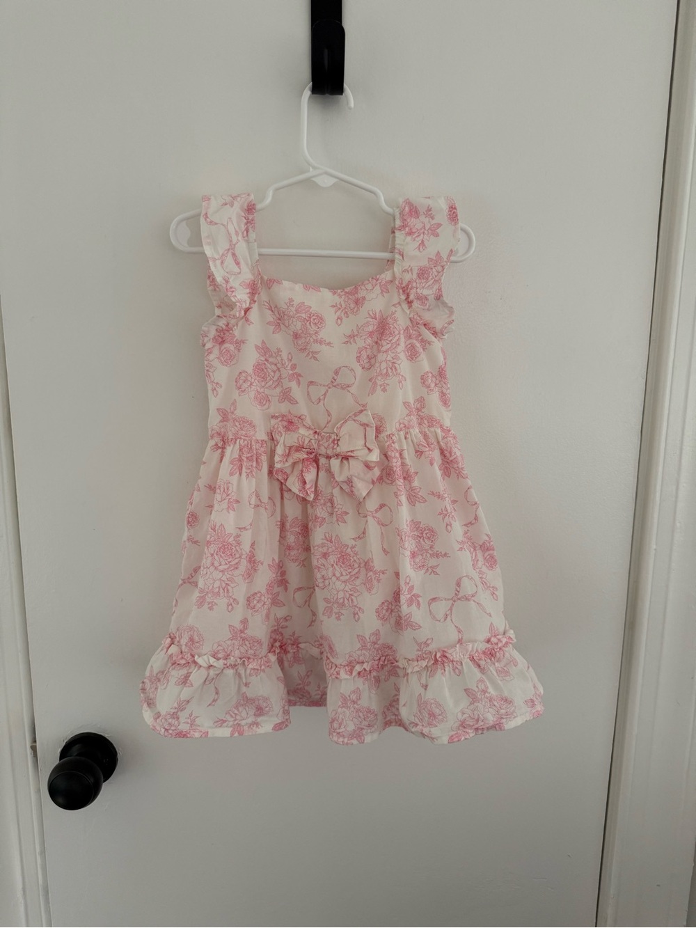 Gymboree Cream and Pink Floral Ruffle Dress with Bow